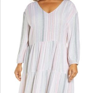 Nordstrom Pink and Green Stripe Maxi Dress